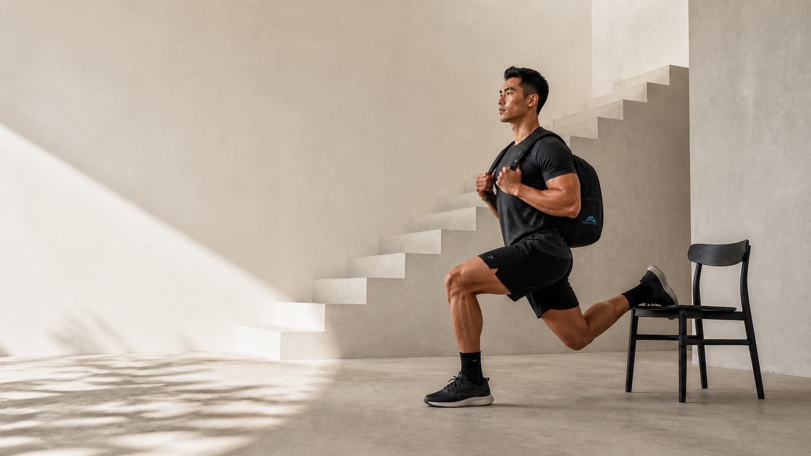 Athlete training at home with a Project Peak weighted backpack
